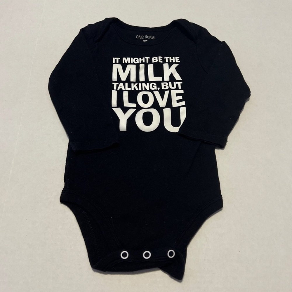 12 month Okie Dokie Onesie Black w/graphics